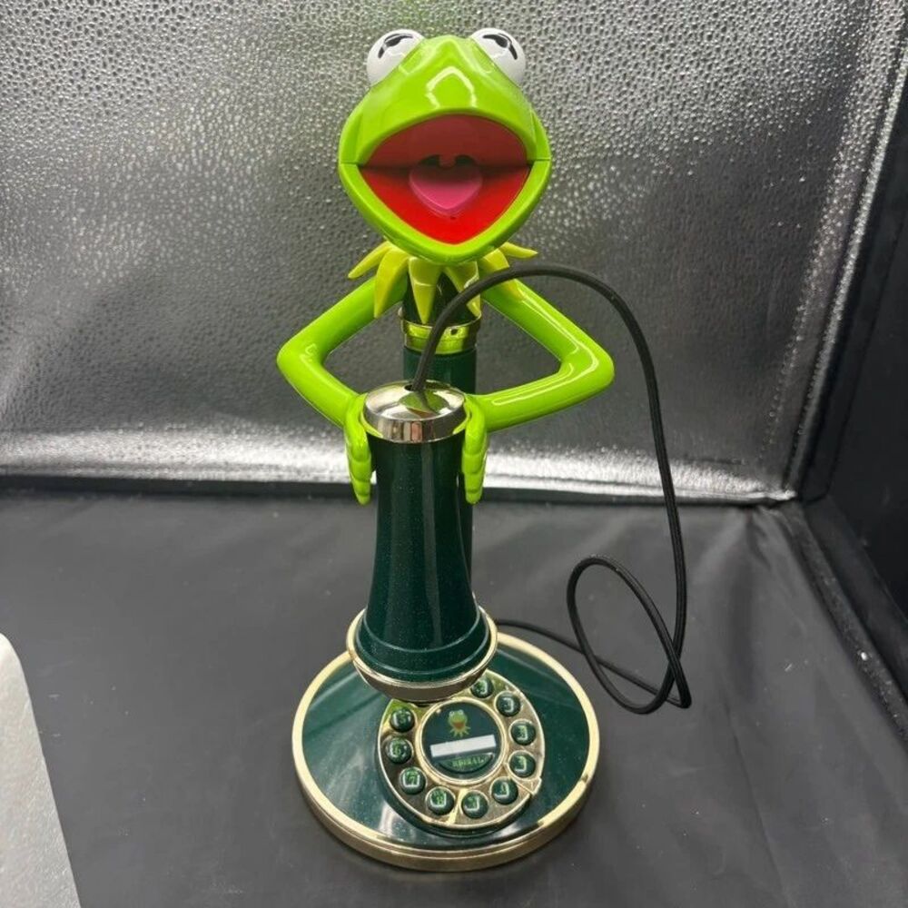 Kermit Candlestick Telephone with Box Retro Muppets Character Phone Vintage NIB